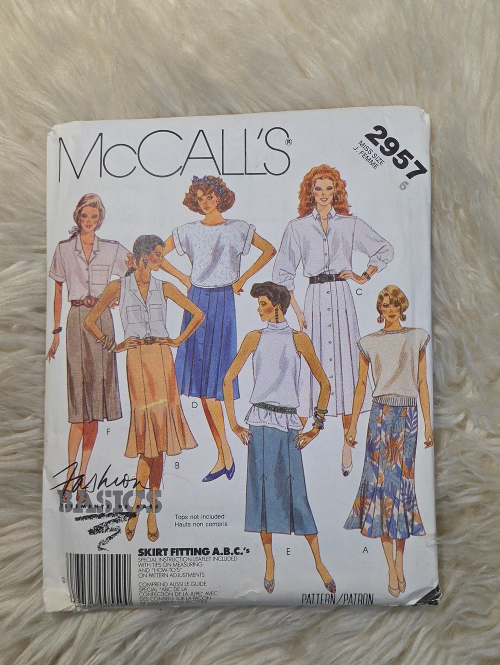 McCall's Vintage Fashion Basics Skirts Sewing Pattern 2957